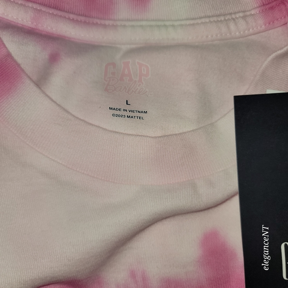 Gap Team Barbie Kensational Pink Tie Dye Shirt Sz: L NWT - Picture 5 of 8